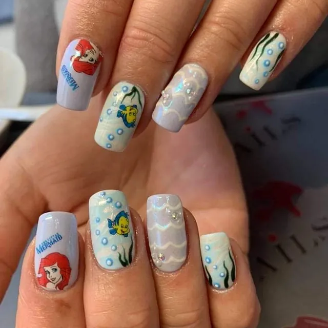 little mermaid nail art