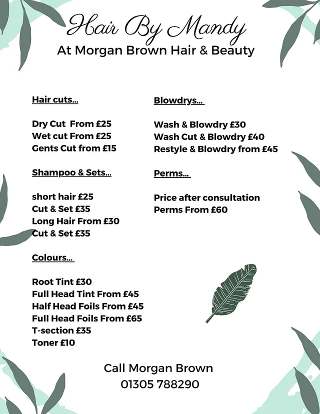 hair by mandy price list